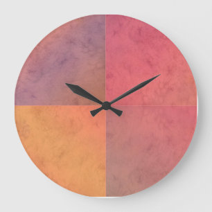Red Pink Orange Yellow Geometric Watercolor Art Large Clock