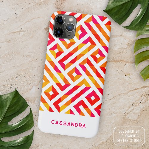 Red Pink Orange Yellow Midcentury Art Pattern iPhone 15 Pro Max Case