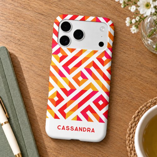 Red Pink Orange Yellow Midcentury Art Pattern Iphone 18 Pro Max Case