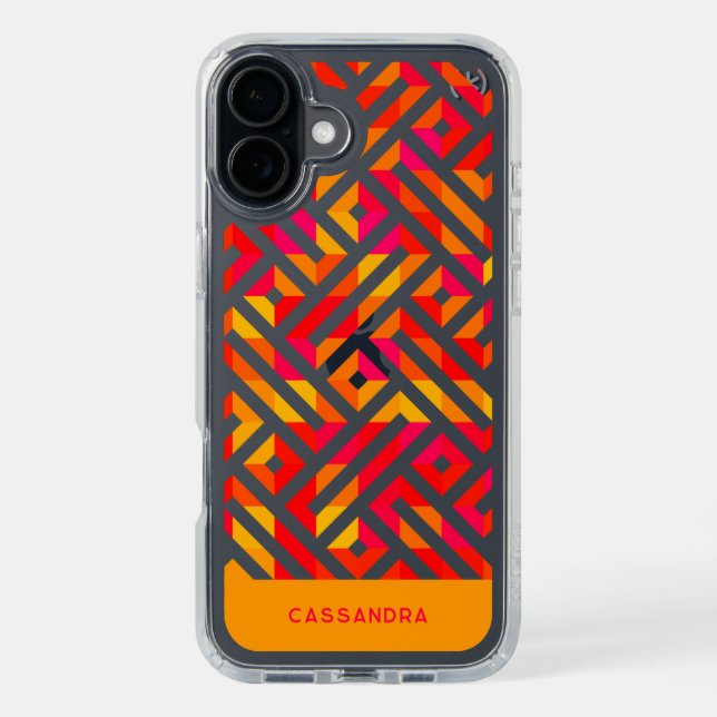 Red Pink Orange Yellow Midcentury Art Pattern Speck iPhone Case (Front (Black))