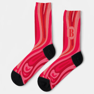 Red Pink Pattern Crazy Socks