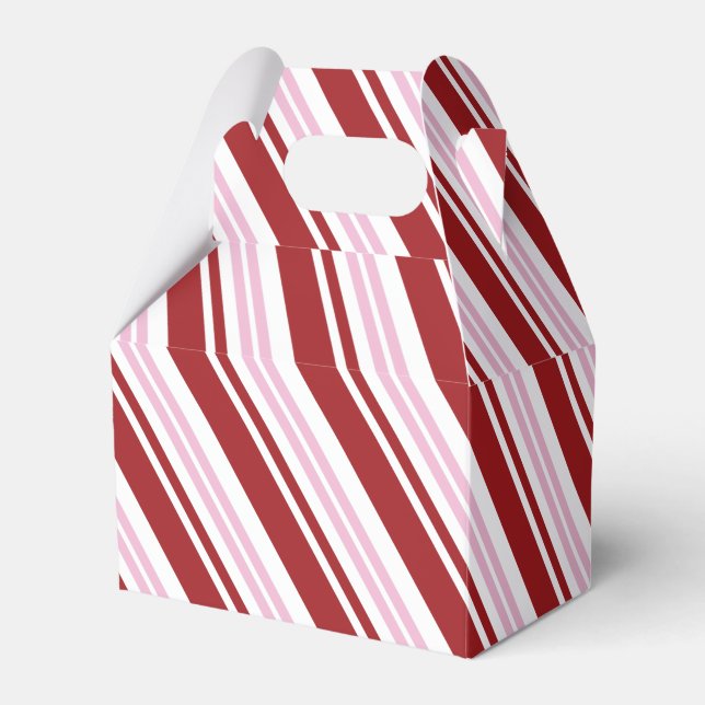 Red & Pink Peppermint Stripe Favor Boxes (Front Side)