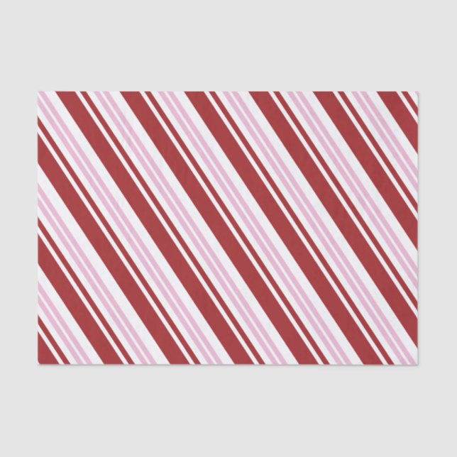 Red & Pink Peppermint Stripe Tissue Paper (Front)