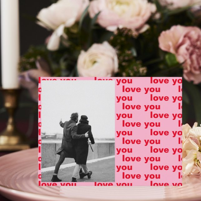 Red & Pink Photo Family | Happy Valentines Day Pos Postcard (Creator Uploaded)