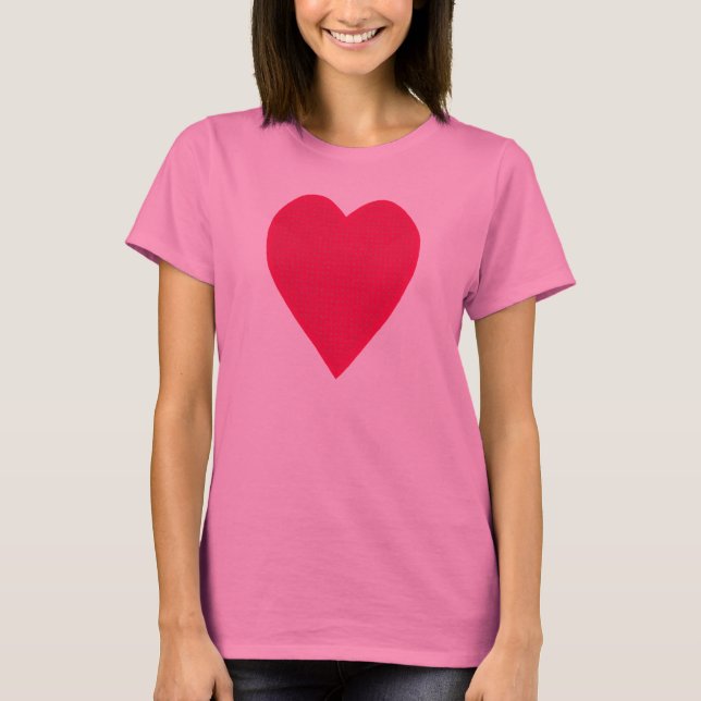 Red Pink Pointillism Texture Heart Tees (Front)