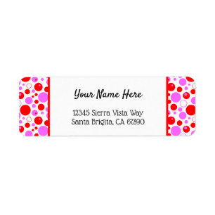Red Pink Polka Dots and Circles Editable Return Label