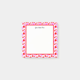 Red Pink Polka Dots and Circles Editable Stickies Post-it Notes