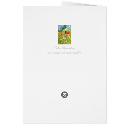 Red Pink Poppies Watercolor Flowers Blank (Back)