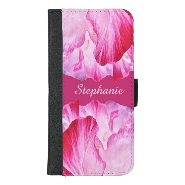 Red Pink Poppy Flower iPhone 8/7 PlusWallet Case