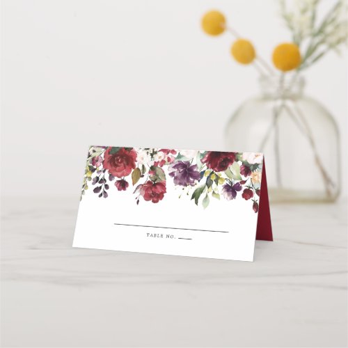 Red Pink Purple Floral Place Card