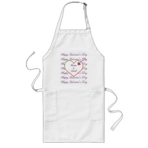 Red Pink Purple Heart Cute Modern Valentines Day Long Apron