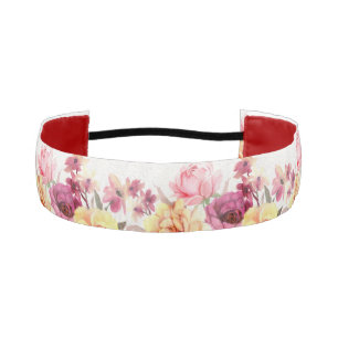 Red pink purple yellow flowers athletic headband