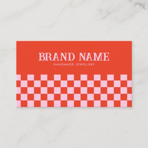 Red Pink Retro Bold Groovy Trendy Jewelry Brand Business Card