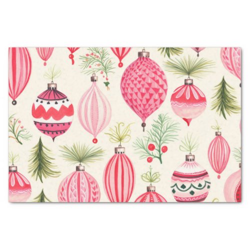 Red Pink Retro Christmas Ornaments Tissue Paper