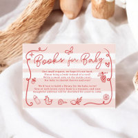 Red Pink Retro Cute Illustrated Books Baby Shower