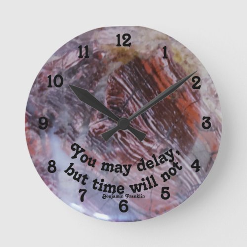 Red Pink Rock Photo You Delay Time Does Not Quote Round Clock