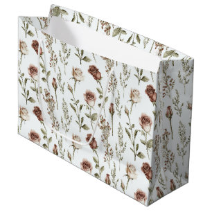 Red Pink Rose Floral Birthday Large Gift Bag