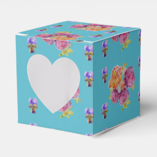 Red Pink Rose Shabby Chic Teal Aqua Floral Favor Favor Boxes