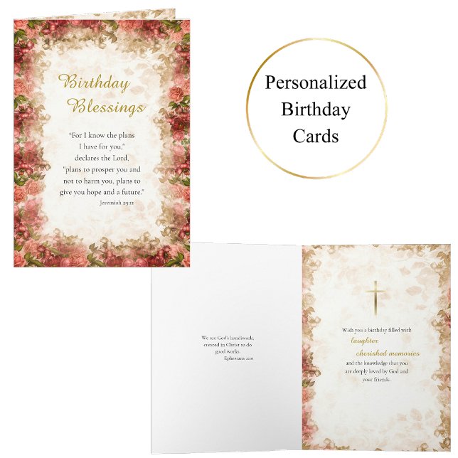 Red Pink Roses Frame Orthodox Christian Birthday   Card (Creator Uploaded)