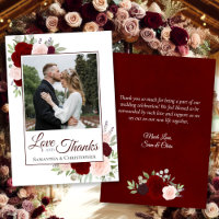 Red & Pink Roses Love & Thanks Note Wedding Photo