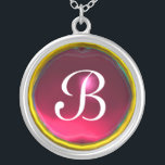 Red Pink Ruby Gem  Monogram Silver Plated Necklace<br><div class="desc">Elegant and unique design  with gemstone. Very accurated nurbs modeling and rendering in 3D Studio Max by Bulgan Lumini .Part from series Hyper Talismans.</div>