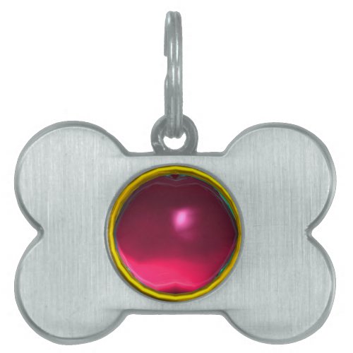 RED PINK RUBY GEM STONE PET NAME TAG