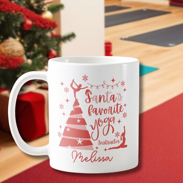 Red Pink  Santa's Favorite Yoga Instructor   Coffee Mug (Creator Uploaded)