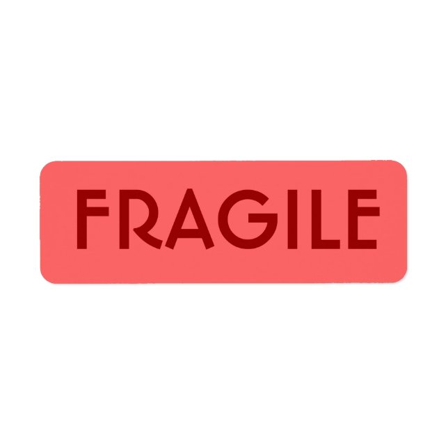 Red pink simple fragile labels (Front)