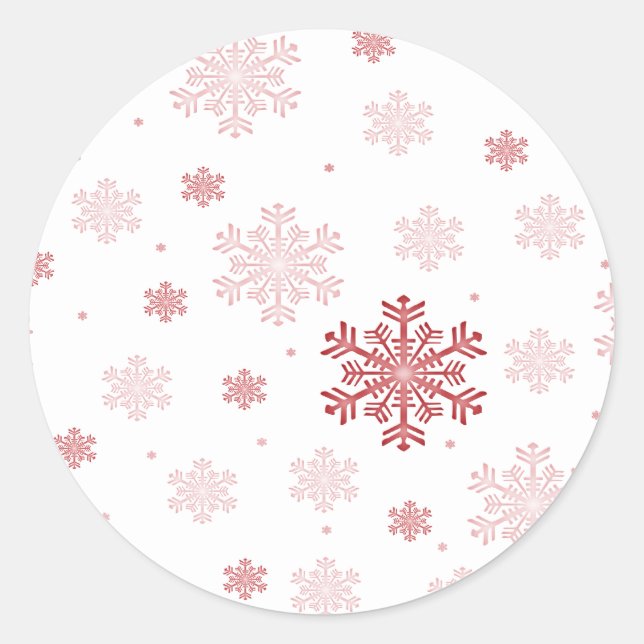 Red/Pink Snowflakes - Winter Stickers (Front)