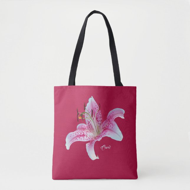 Red Pink Stargazer Lily All-Over_Print Tote (Front)