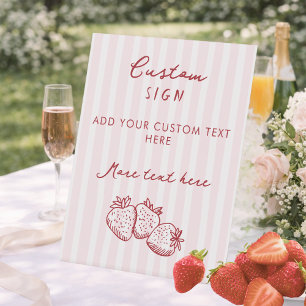 Red Pink Strawberry Bridal Shower Custom Sign