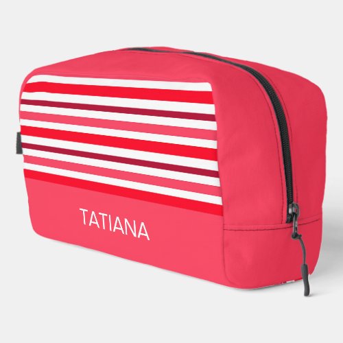 Red & Pink Striped Pattern Dopp Kit