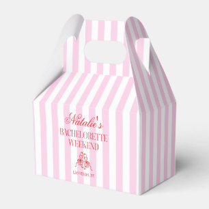 Red Pink Stripes Bachelorette Weekend Party Favor Boxes