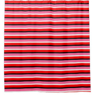 Red Pink Stripes Pattern Design Shower Curtain