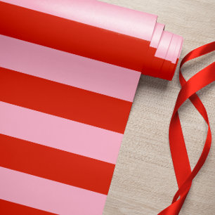 Red Pink Stripes Retro Wrapping Paper
