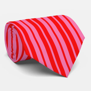 Red Pink Stylish Stripes Pattern Design Neck Tie