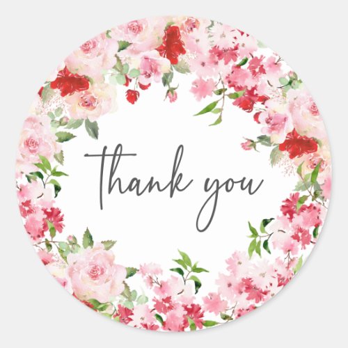 Red Pink Thank You Sticker