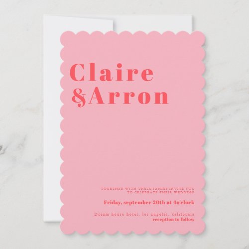 Red Pink Trendy Wedding Invitation