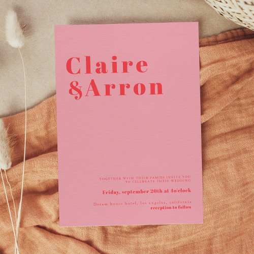 Red Pink Trendy Wedding Invitation