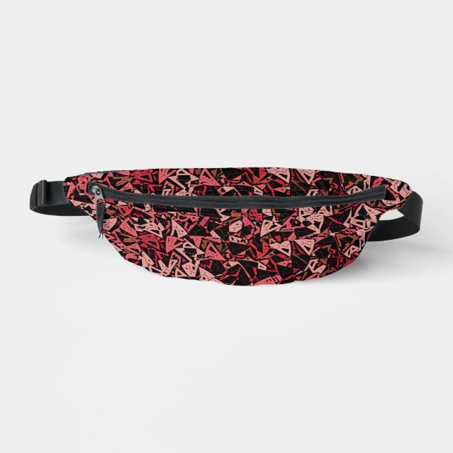 Red Pink Triangle Pattern Fanny Pack (Front)