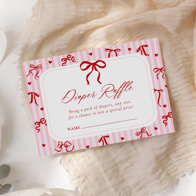 Red Pink Valentine Baby Shower Diaper Raffle Enclosure Card (Creator Uploaded)