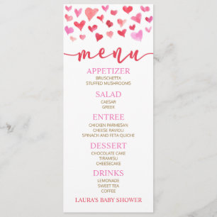 Red Pink Valentine Baby Shower Food Menu