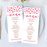 Red Pink Valentine Baby Shower Food Menu