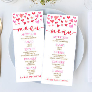 Red Pink Valentine Baby Shower Food Menu