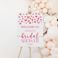 Red Pink Valentine Bridal Shower Welcome Sign
