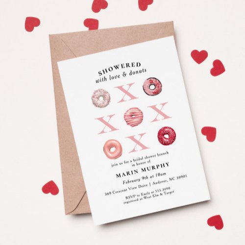Red Pink Valentine Donut Bridal Shower Invitation
