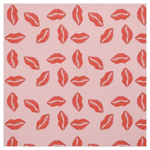 Red Pink Valentine Lips Kiss Love Lipstick Kisses Fabric