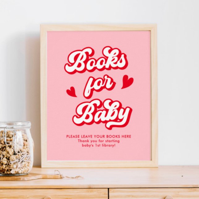 Red Pink Valentines Baby Shower Books for Baby Poster (Creator Uploaded)