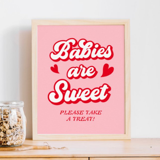 Red Pink Valentines Baby Shower Favor Poster (Creator Uploaded)