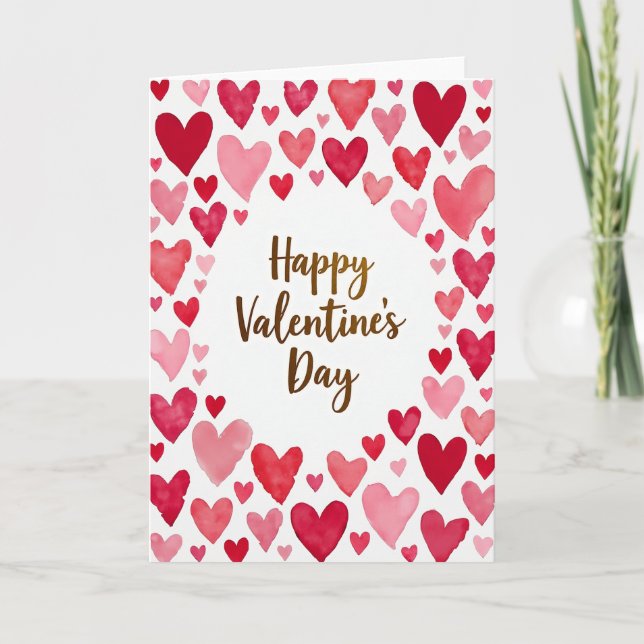 Red Pink Valentines Day Card (Front)